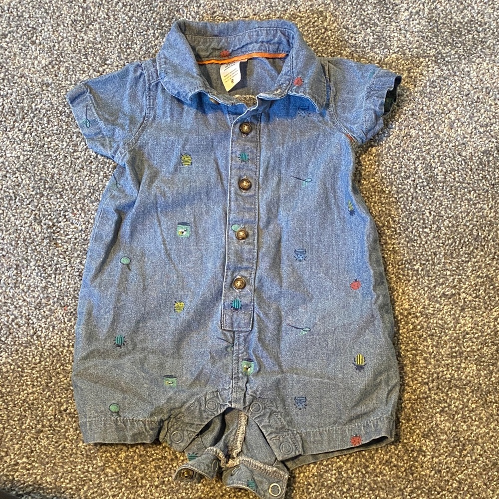 Carter's Blue Denim One Piece with Colorful Accents